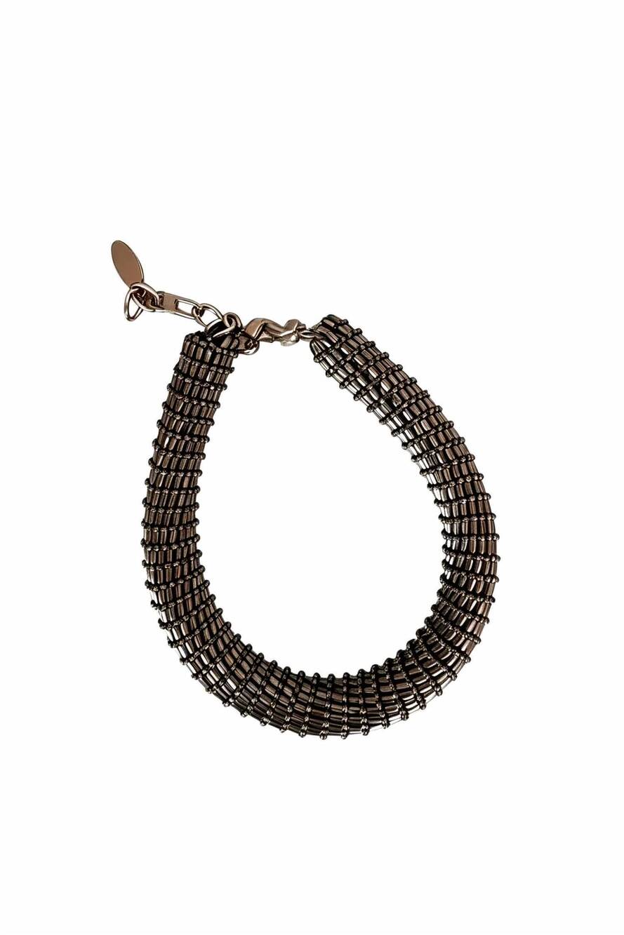 NEW BRUNELLO CUCINELLI women's monili-beaded multi-strand bracelet in anthracite